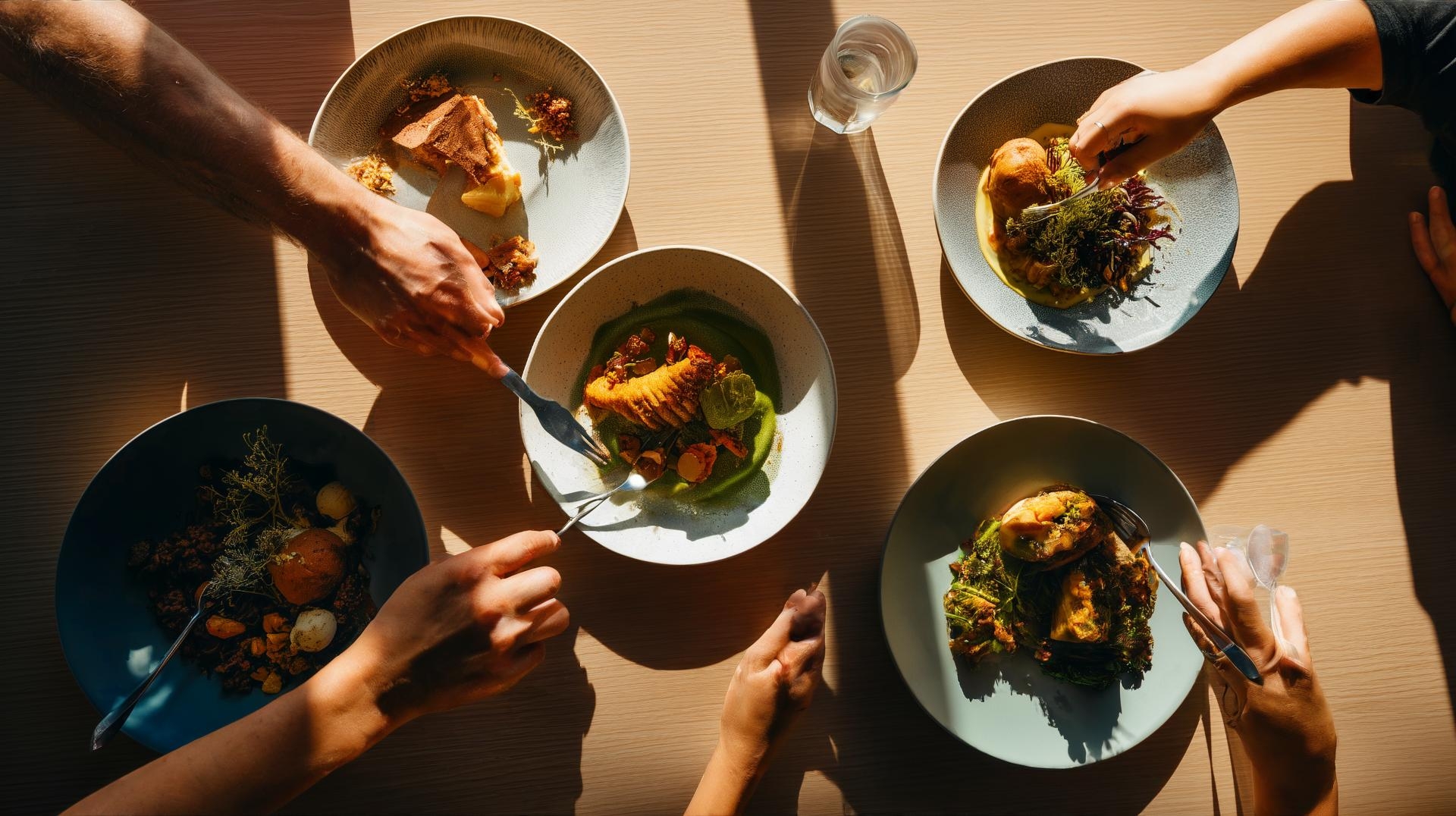 WESTERN AUSTRALIA CULINARY JOURNEY - OVERHEAD VIEW OF SHARED MEAL